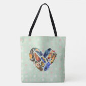 Federn in Herzform Wasserfarbdesign Tasche (Vorderseite)