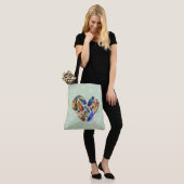 Federn in Herzform Wasserfarbdesign Tasche (Am Model)