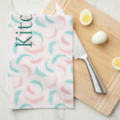 Federn in Rosa und Blau Küchentuch (Viertel Falte)