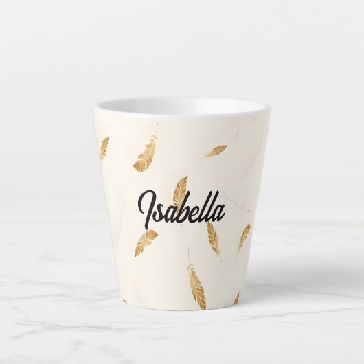 Federn Luxus Moderne Boho-Kollektion Milchtasse (Vorderseite)