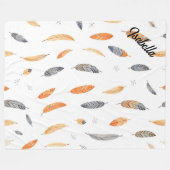 Federn Luxus-Trendy-Boho-Kollektion Fleecedecke (Vorderseite (Horizontal))