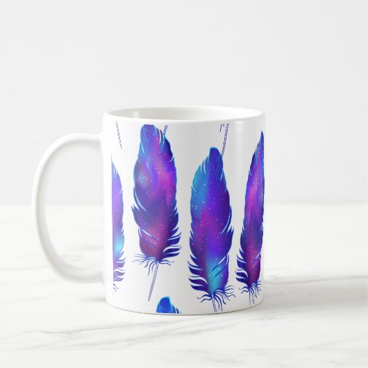 Federn mit Raumstruktur, magisches Muster. Kaffeetasse (Links)