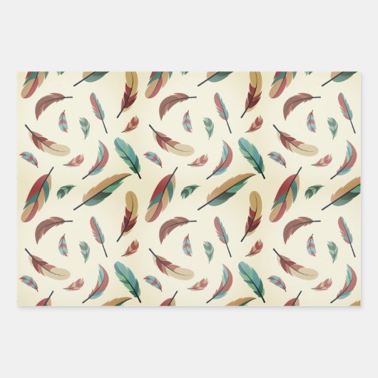 Federn-Muster Geschenkpapier Set (Vorderseite 3)