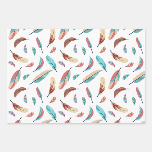 Federn-Muster Geschenkpapier Set (Vorderseite 2)