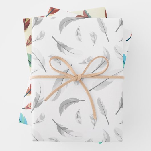 Federn-Muster Geschenkpapier Set (Beispiel)