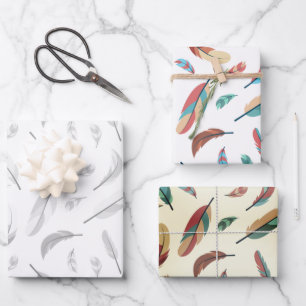 Federn-Muster Geschenkpapier Set