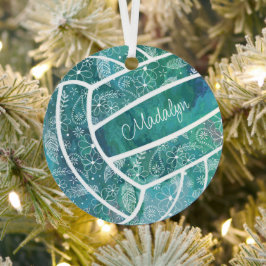 Federn paisfarbene Blumenmuster aquamarine Volleyb Ornament Aus Metall