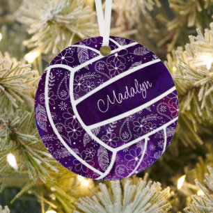 Federn paisfarbene Blumenmuster lila Volleyball Ornament Aus Metall