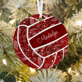 Federn paisfarbene Blumenmuster Maroon Volleyball Ornament Aus Metall