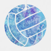 Federn Paisle bläuliche Muster blaue Volleyball Ornament Aus Metall (Vorderseite)