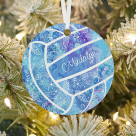 Federn Paisle bläuliche Muster blaue Volleyball Ornament Aus Metall