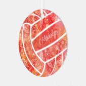 Federn Paisle Blumenmuster roter Volleyball Ornament Aus Metall (Vorderseite links)