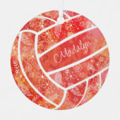 Federn Paisle Blumenmuster roter Volleyball Ornament Aus Metall (Vorderseite)