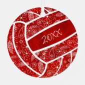 Federn Paisle Blumenmuster roter Volleyball Ornament Aus Metall (Rückseite)