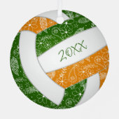 Federn Paisle Muster grün orange Volleyball Ornament Aus Metall (Rückseite)