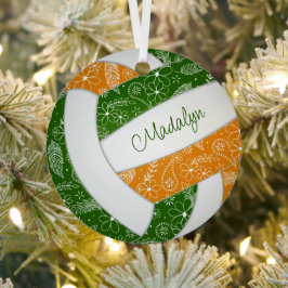 Federn Paisle Muster grün orange Volleyball Ornament Aus Metall