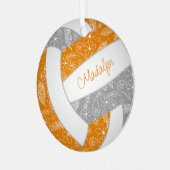 Federn Paisle Muster orange graue Volleyball Ornament Aus Metall (Vorderseite links)
