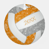 Federn Paisle Muster orange graue Volleyball Ornament Aus Metall (Rückseite)