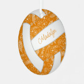 Federn Paisle Muster orange weiße Volleyball Ornament Aus Metall (Vorderseite links)