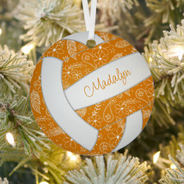 Federn Paisle Muster orange weiße Volleyball Ornament Aus Metall