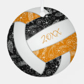Federn Paisle Muster schwarz orange Volleyball Ornament Aus Metall (Rückseite)