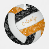 Federn Paisle Muster schwarz orange Volleyball Ornament Aus Metall (Vorderseite)