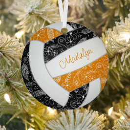 Federn Paisle Muster schwarz orange Volleyball Ornament Aus Metall