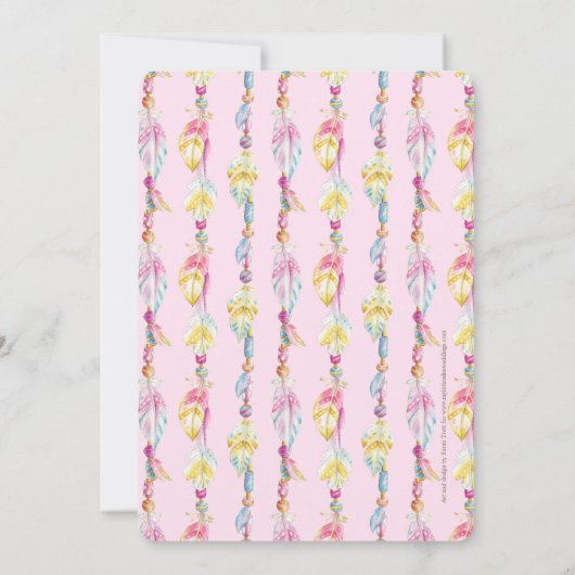 Federn Rosa Aquarell 16 . Geburtstag Einladungen (Rückseite)
