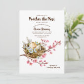 Federn Sie die Nest Baby Dusche Einladung (Stehend Vorderseite)