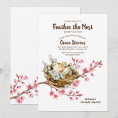 Federn Sie die Nest Baby Dusche Einladung (Vorne/Hinten)
