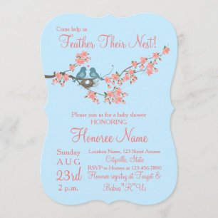 Federn Sie ihren Nest-Kleine-Vögel-Dusche einladen Einladung
