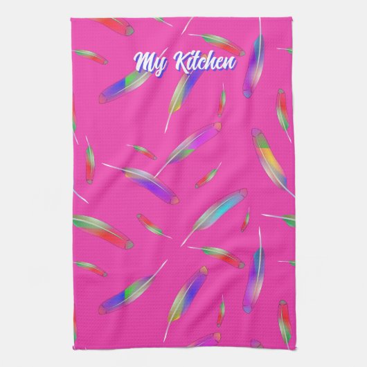 Federn stumm-farben heiß rosa hell geschirrtuch (Vertikal)