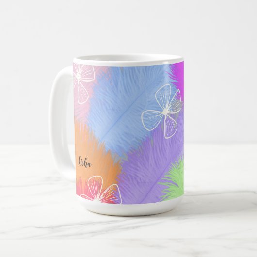 Federn und Blume Pastel Tasse (Vorderseite Links)