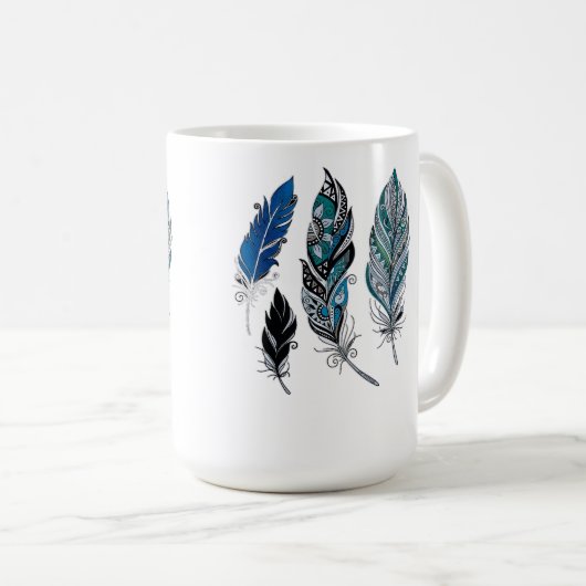 Federn und Farben tanzen Kaffeetasse (VorderseiteRechts)