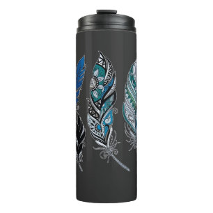 Federn und Farben tanzen  Thermosbecher