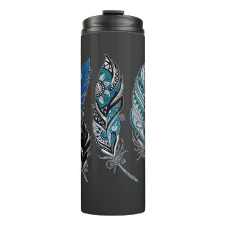 Federn und Farben tanzen Thermosbecher