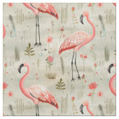 Federn und Flair: Whimsy Flamingo Stoff (Nahaufnahme)