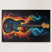 Federn und Flammen elektrische Bassgitarre Puzzle (Horizontal)