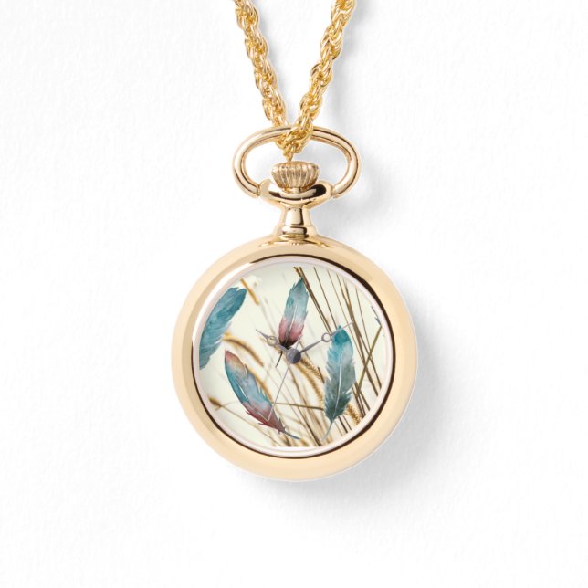 Federn und Gras Armbanduhr (Vorderseite)