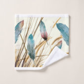 Federn und Gras Badhandtuch Set (Waschlappen)