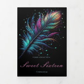 Federn und Masquerade Sweet 16 Party Einladung (Cover)