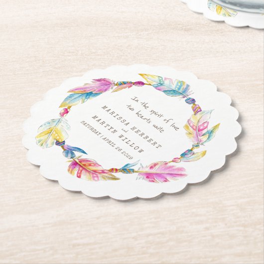 Federn und Perlen Kranz Hochzeitsfeiern Untersetze Untersetzer (angewinkelt)