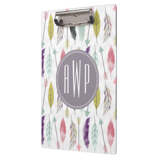 Federn und Pfeil-Monogramm Klemmbrett (Links)