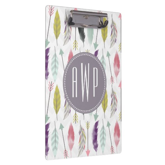 Federn und Pfeil-Monogramm Klemmbrett (Rechts)