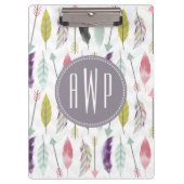 Federn und Pfeil-Monogramm Klemmbrett (Vorderseite)