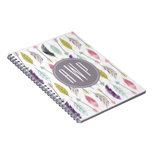 Federn und Pfeil-Monogramm Notizblock (Rechte Seite)