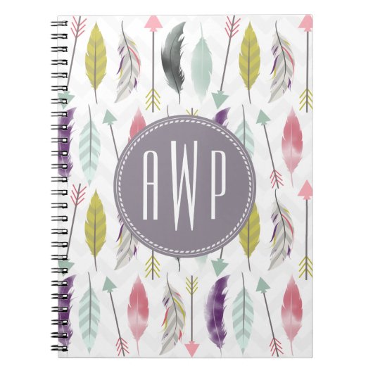 Federn und Pfeil-Monogramm Notizblock (Vorderseite)