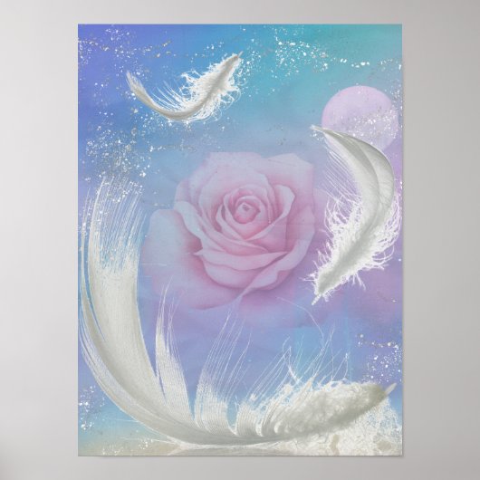 Federn und Rose Poster (Vorne)