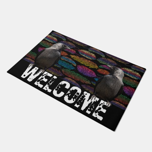 Federn und zwei Ravens Fußmatte (Schrägansicht)