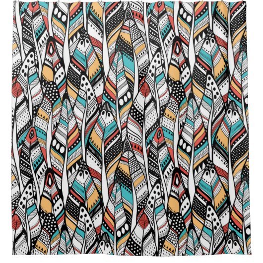 Federnahtloses Muster Duschvorhang (Vorderseite)